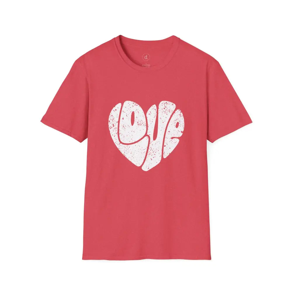 Retro Love Softstyle T-Shirt - Heather Red / S - T-Shirt