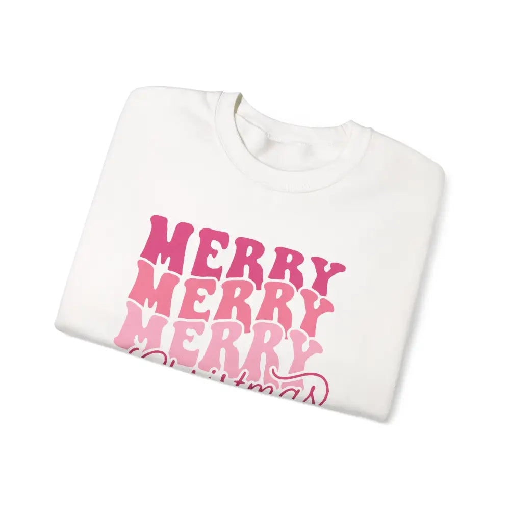 Retro Pink Merry Christmas Sweatshirt - Sweatshirt