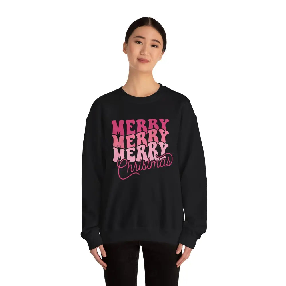 Retro Pink Merry Christmas Sweatshirt - Sweatshirt