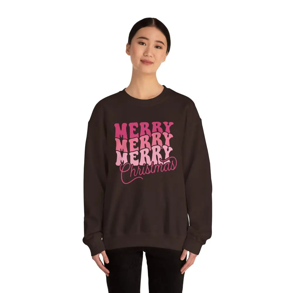 Retro Pink Merry Christmas Sweatshirt - Sweatshirt