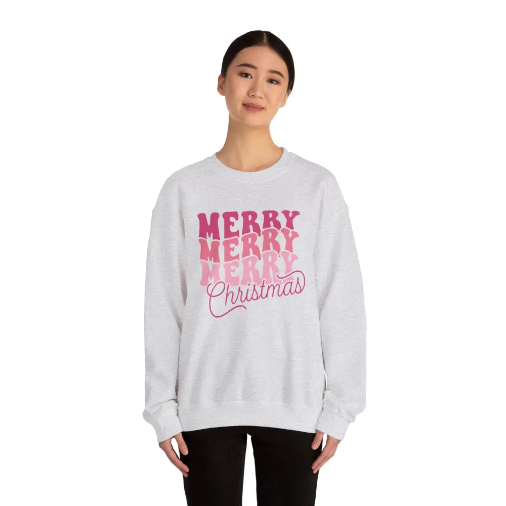 Retro Pink Merry Christmas Sweatshirt - Sweatshirt