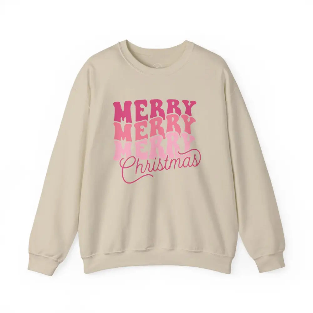 Retro Pink Merry Christmas Sweatshirt - Sand / S - Sweatshirt