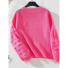 Round Neck Drop Shoulder Sweater - Clothing Tops