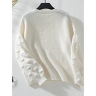 Round Neck Drop Shoulder Sweater - Clothing Tops