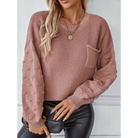 Round Neck Drop Shoulder Sweater - Dusty Pink / S - Clothing Tops