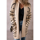 Striped Open Front Long Sleeve Cardigan