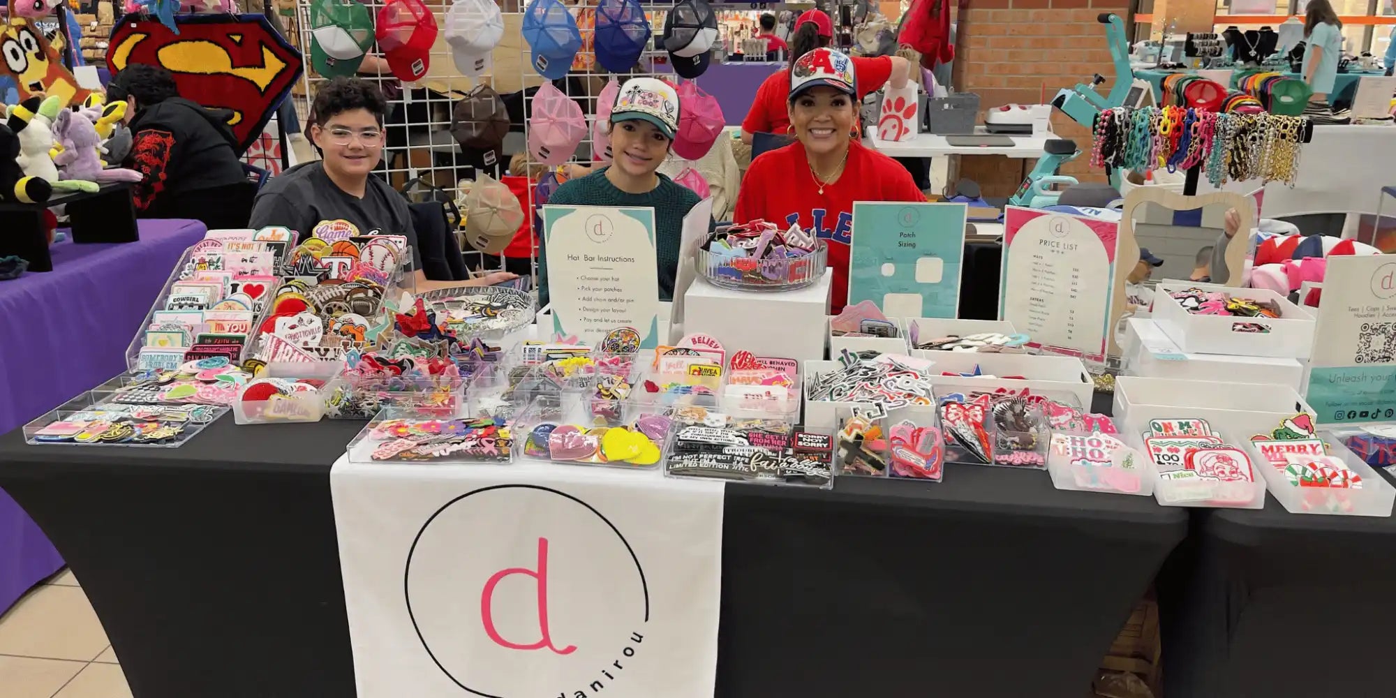 Vendor table with merchandise.