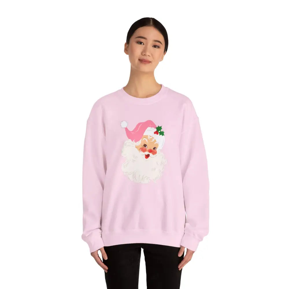 Vintage Pink Santa Crewneck Sweatshirt - Sweatshirt