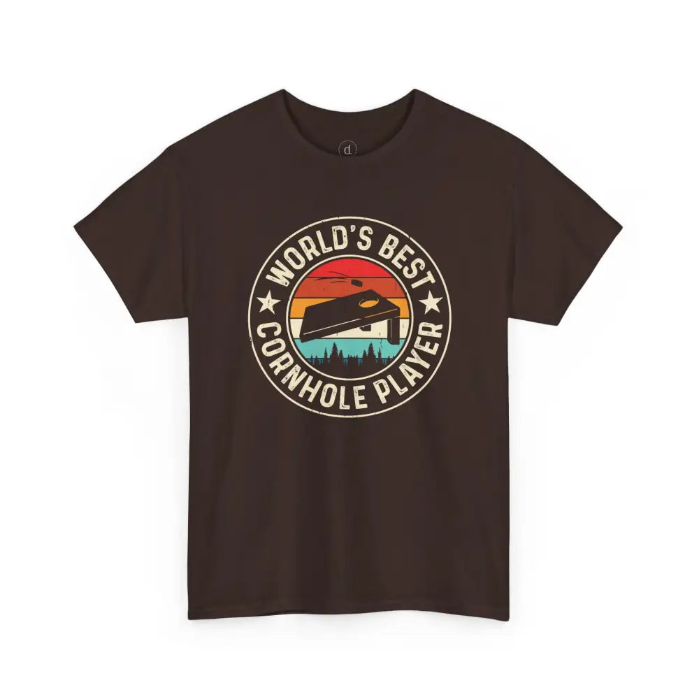 World’s Best Cornhole Player Tee - Dark Chocolate / S - T-Shirt