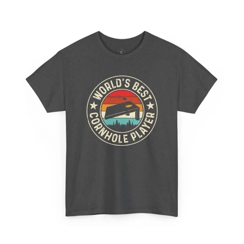 World’s Best Cornhole Player Tee - Dark Heather / S - T-Shirt