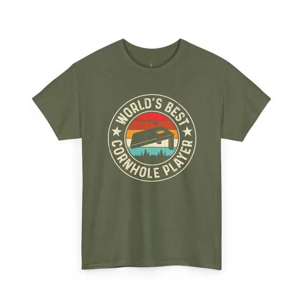 World’s Best Cornhole Player Tee - Military Green / S - T-Shirt
